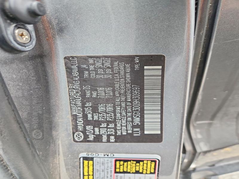 52611746 :رقم المزاد ، 5NMSG13D09H309697 vin ، 2009 Hyundai Santa Fe مزاد بيع