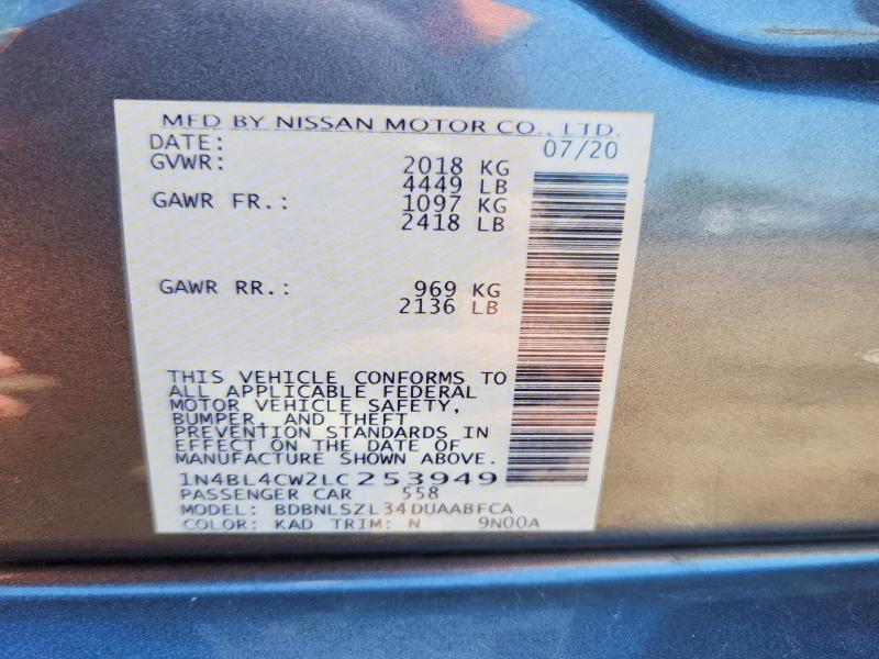 Aukcja sprzedaży 2020 Nissan Altima, vin: 1N4BL4CW2LC253949, numer aukcji: 52619936