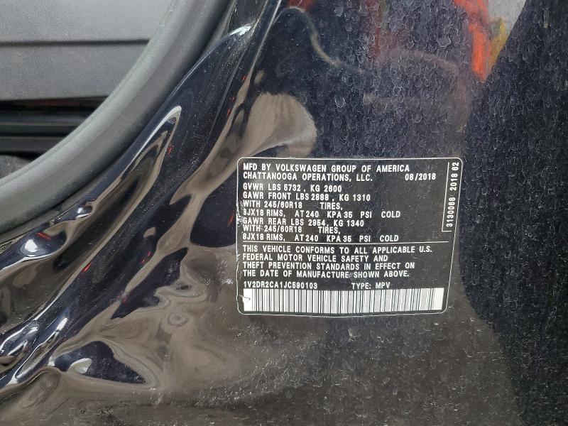 Aukcja sprzedaży 2018 Volkswagen Atlas, vin: 1V2DR2CA1JC590103, numer aukcji: 50795626