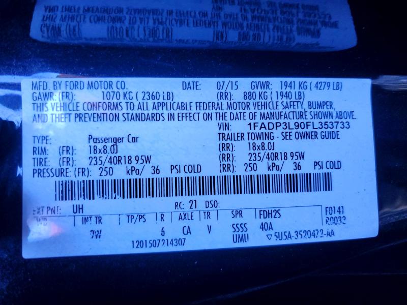 53370896 :رقم المزاد ، 1FADP3L90FL353733 vin ، 2015 Ford Focus مزاد بيع