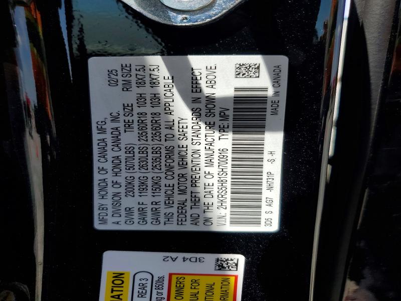 Aukcja sprzedaży 2025 Honda Cr-v, vin: 2HKRS5H81SH700916, numer aukcji: 55419836