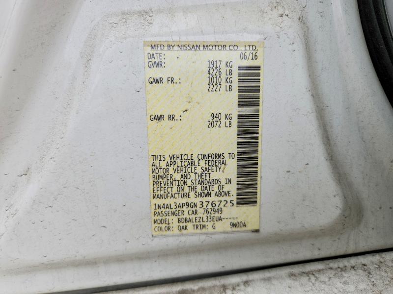 Продажа на аукционе авто 2016 Nissan Altima, vin: 1N4AL3AP9GN376725, номер лота: 53348216
