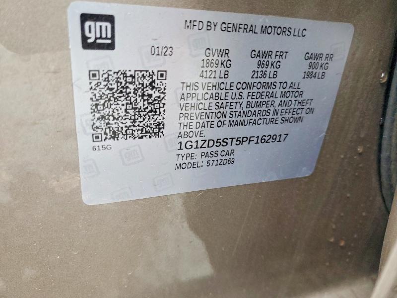 2023 Chevrolet Malibu მანქანა იყიდება აუქციონზე, vin: 1G1ZD5ST5PF162917, აუქციონის ნომერი: 52967006