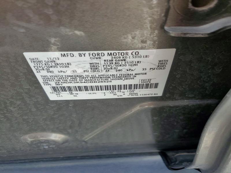 53970586 :رقم المزاد ، 2FMDK3K94DBB28525 vin ، 2013 Ford Edge مزاد بيع