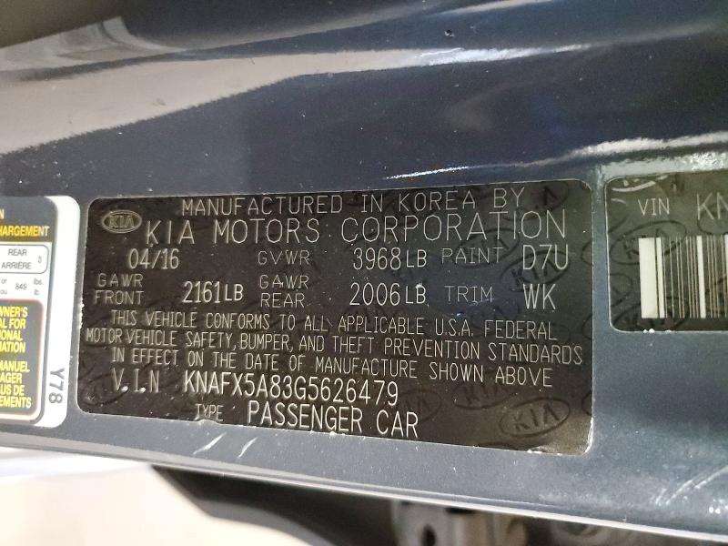 52832006 :رقم المزاد ، KNAFX5A83G5626479 vin ، 2016 Kia Forte مزاد بيع