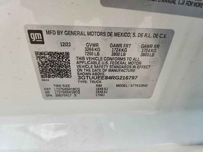 Продаж на аукціоні авто 2024 Gmc Sierra, vin: 3GTUUEE84RG216797, номер лоту: 51667846