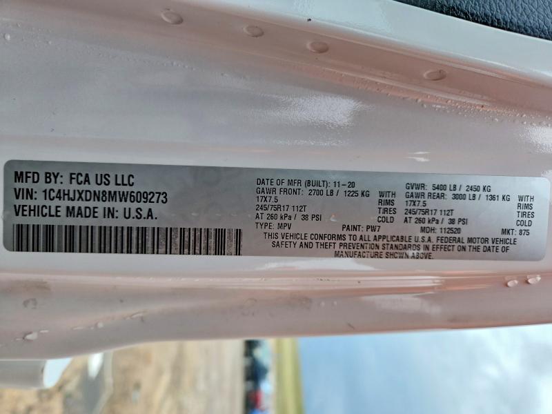 Продаж на аукціоні авто 2021 Jeep Wrangler Unlimited, vin: 1C4HJXDN8MW609273, номер лоту: 54487456