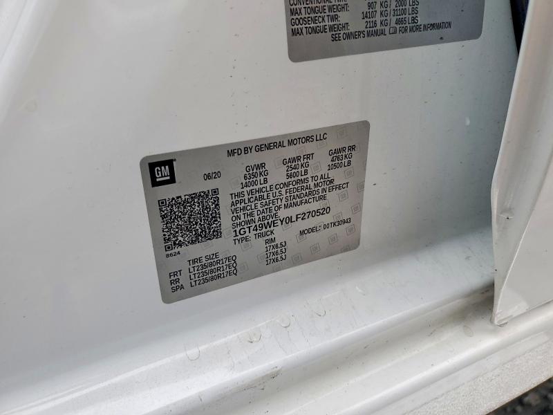 Aukcja sprzedaży 2020 Gmc Sierra, vin: 1GT49WEY0LF270520, numer aukcji: 52117386