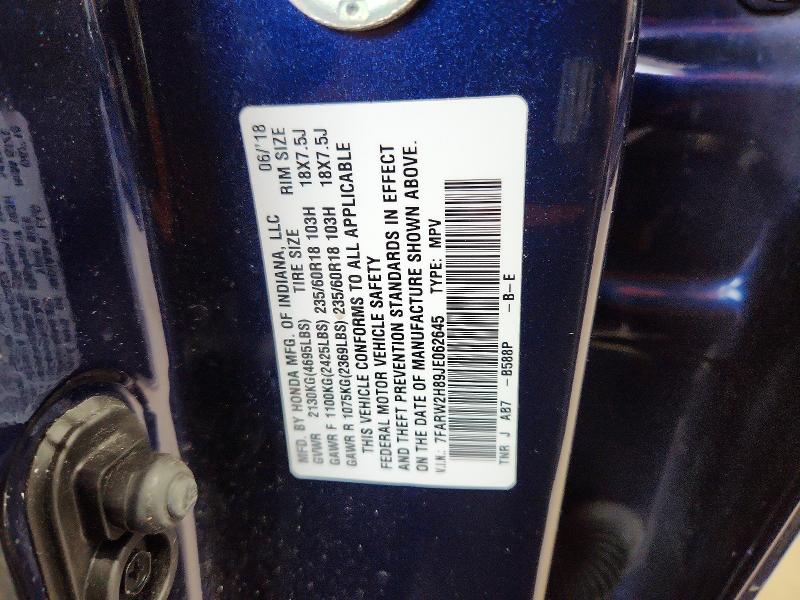 54719066 :رقم المزاد ، 7FARW2H89JE062645 vin ، 2018 Honda Cr-v مزاد بيع