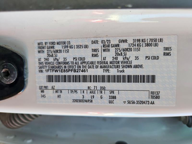 Aukcja sprzedaży 2023 Ford F150, vin: 1FTFW1E85PFB27461, numer aukcji: 53080406