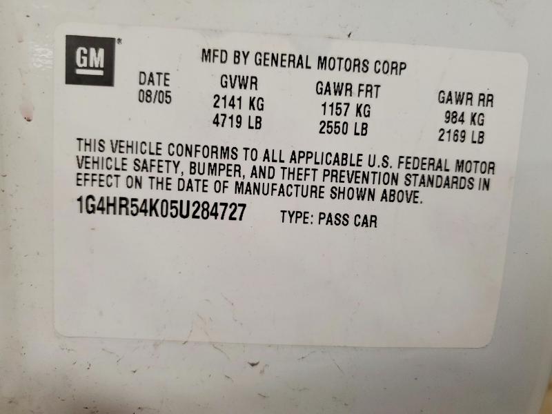 2005 Buick Lesabre მანქანა იყიდება აუქციონზე, vin: 1G4HR54K05U284727, აუქციონის ნომერი: 53847916
