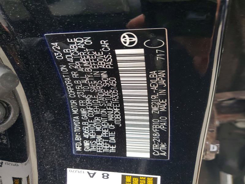 Aukcja sprzedaży 2024 Toyota Corolla Hybrid, vin: JTDBCMFE1R3051450, numer aukcji: 52937436