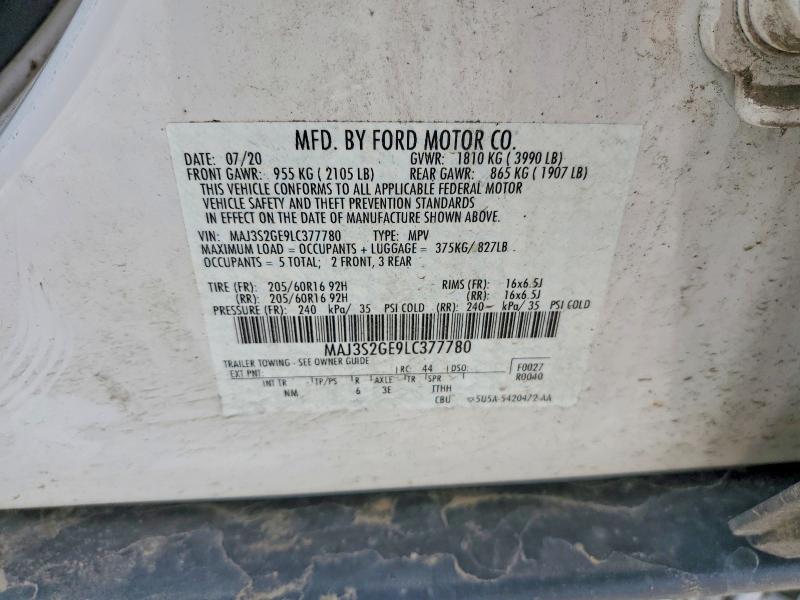 Продаж на аукціоні авто 2020 Ford Ecosport, vin: MAJ3S2GE9LC377780, номер лоту: 52720756