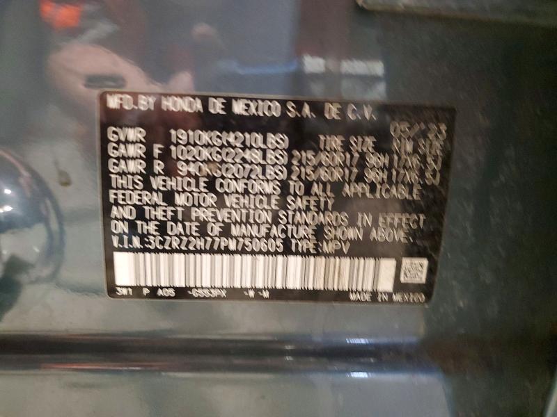 53048556 :رقم المزاد ، 3CZRZ2H77PM750605 vin ، 2023 Honda Hr-v مزاد بيع