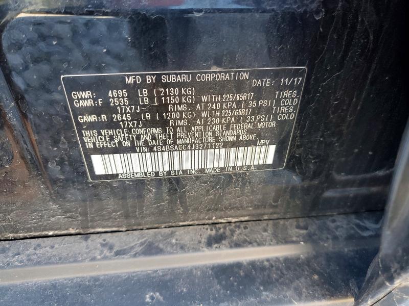 Продажа на аукционе авто 2018 Subaru Outback, vin: 4S4BSACC4J3271122, номер лота: 51853836