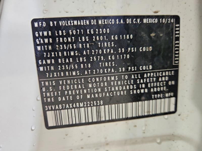 Продаж на аукціоні авто 2024 Volkswagen Tiguan, vin: 3VVAB7AX4RM222538, номер лоту: 52533606