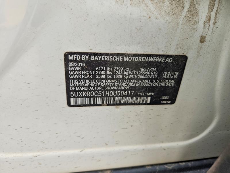2017 Bmw X5 მანქანა იყიდება აუქციონზე, vin: 5UXKR0C51H0U50417, აუქციონის ნომერი: 54276236