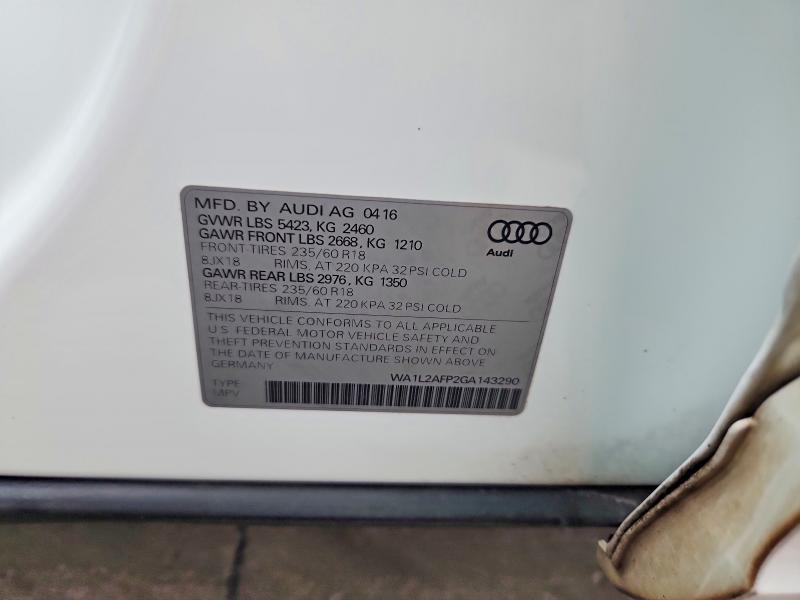 Продажа на аукционе авто 2016 Audi Q5, vin: WA1L2AFP2GA143290, номер лота: 54211446