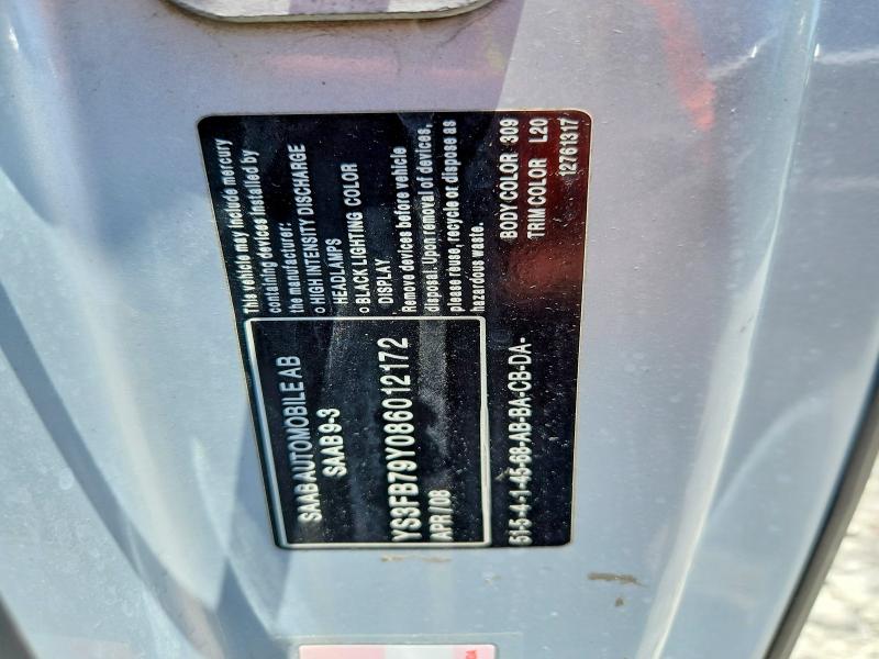 Продаж на аукціоні авто 2008 Saab 9-3, vin: YS3FB79Y086012172, номер лоту: 54010096