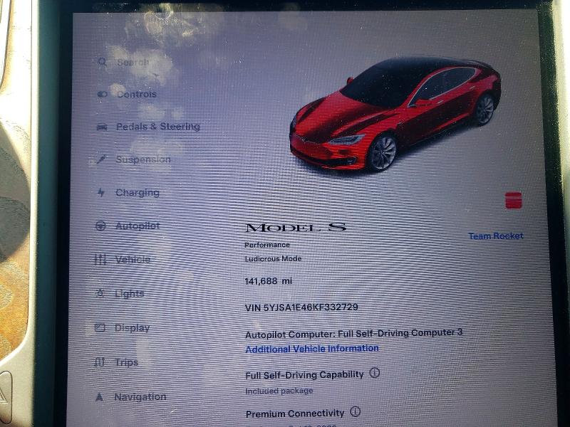 53329946 :رقم المزاد ، 5YJSA1E46KF332729 vin ، 2019 Tesla Model S مزاد بيع
