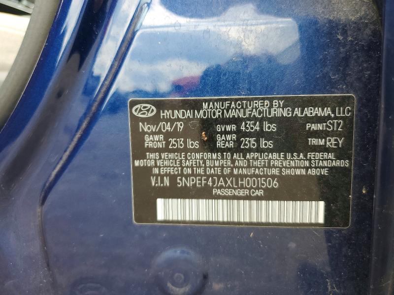 Aukcja sprzedaży 2020 Hyundai Sonata, vin: 5NPEF4JAXLH001506, numer aukcji: 53238706