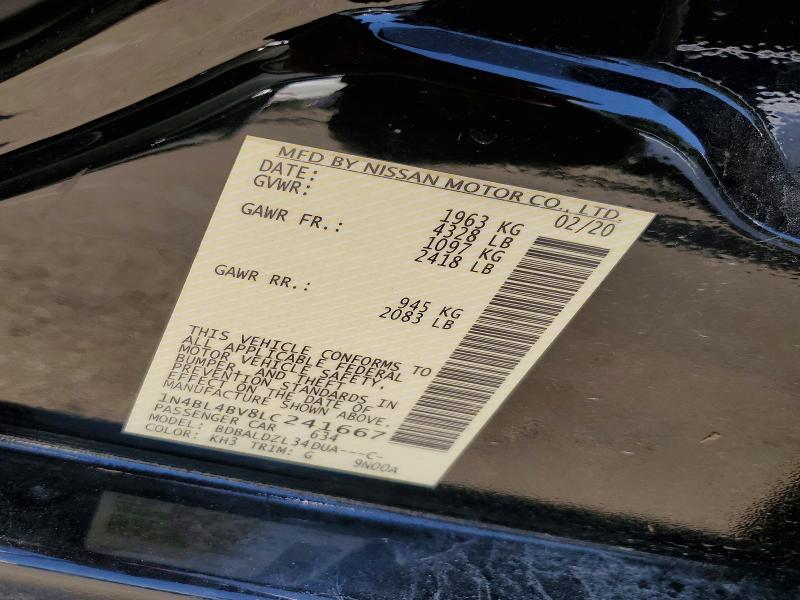 Продаж на аукціоні авто 2020 Nissan Altima, vin: 1N4BL4BV8LC241667, номер лоту: 53181056