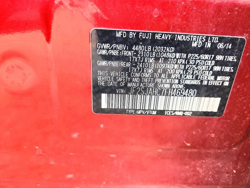 Aukcja sprzedaży 2015 Subaru Forester, vin: JF2SJAHC7FH469480, numer aukcji: 53394906