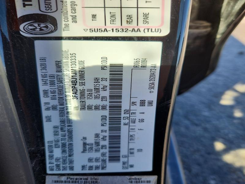 52869136 :رقم المزاد ، 3FADP4BJ1JM130335 vin ، 2018 Ford Fiesta مزاد بيع