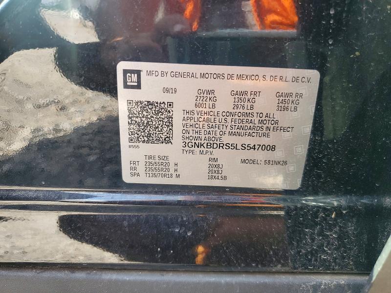 55233606 :رقم المزاد ، 3GNKBDRS5LS547008 vin ، 2020 Chevrolet Blazer مزاد بيع