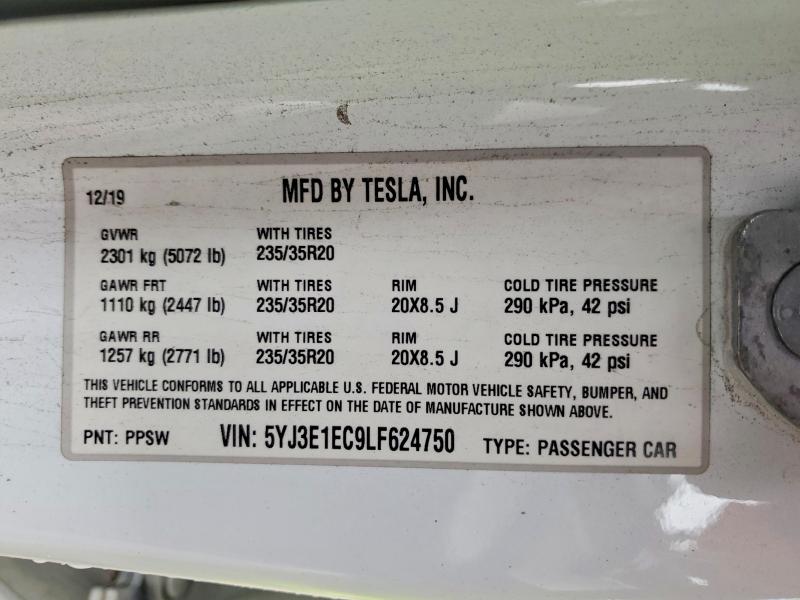 Aukcja sprzedaży 2020 Tesla Model 3, vin: 5YJ3E1EC9LF624750, numer aukcji: 53423376