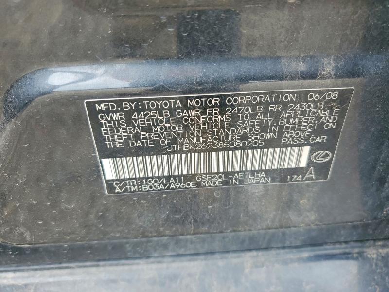 Aukcja sprzedaży 2008 Lexus Is, vin: JTHBK262385080205, numer aukcji: 54008236