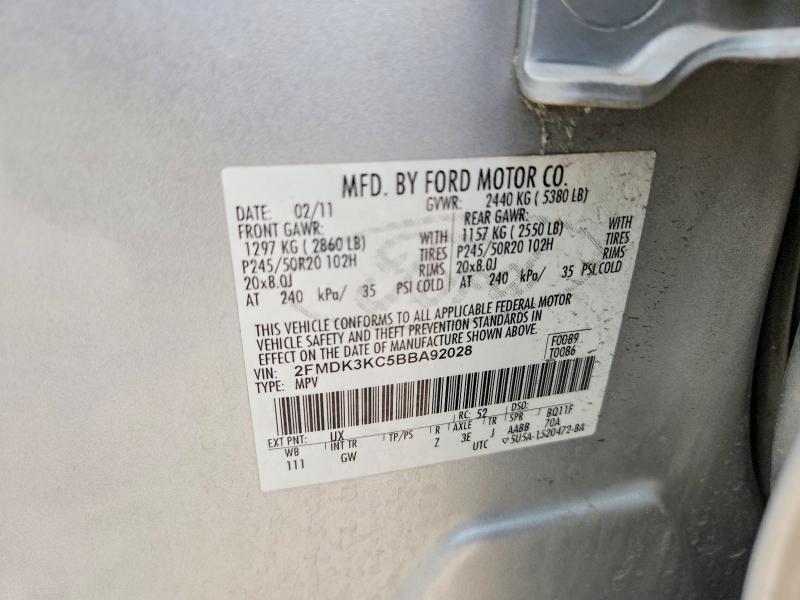 Продаж на аукціоні авто 2011 Ford Edge, vin: 2FMDK3KC5BBA92028, номер лоту: 53227706
