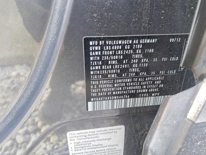 Aukcja sprzedaży 2013 Volkswagen Tiguan, vin: WVGAV7AX5DW546284, numer aukcji: 52711896
