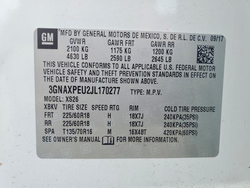 Продаж на аукціоні авто 2018 Chevrolet Equinox, vin: 3GNAXPEU2JL170277, номер лоту: 54665646