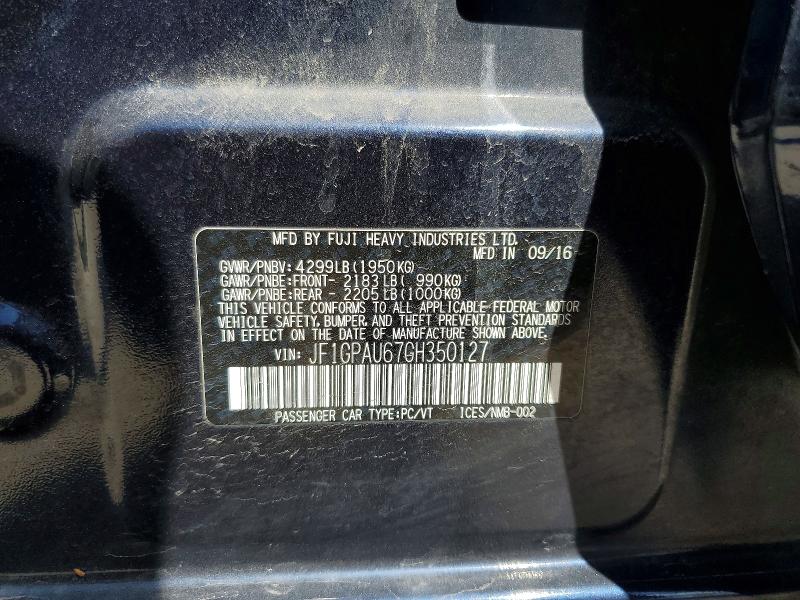 53297096 :رقم المزاد ، JF1GPAU67GH350127 vin ، 2016 Subaru Impreza مزاد بيع