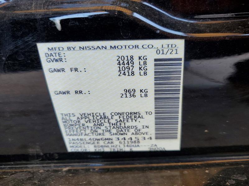 Aukcja sprzedaży 2021 Nissan Altima, vin: 1N4BL4DW6MN344534, numer aukcji: 55157416