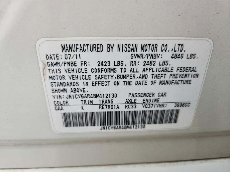 Aukcja sprzedaży 2011 Infiniti G37 Sedan, vin: JN1CV6AR4BM412130, numer aukcji: 54704556