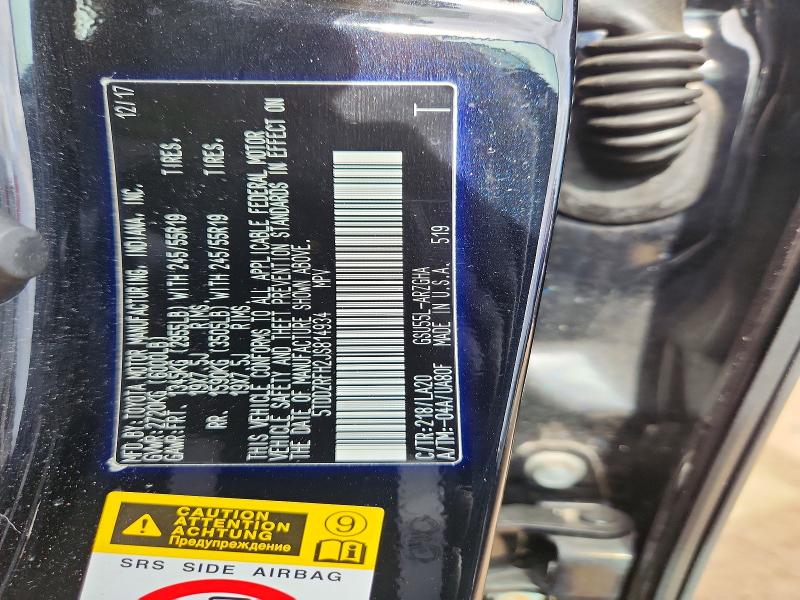 53987386 :رقم المزاد ، 5TDDZRFH2JS814934 vin ، 2018 Toyota Highlander مزاد بيع
