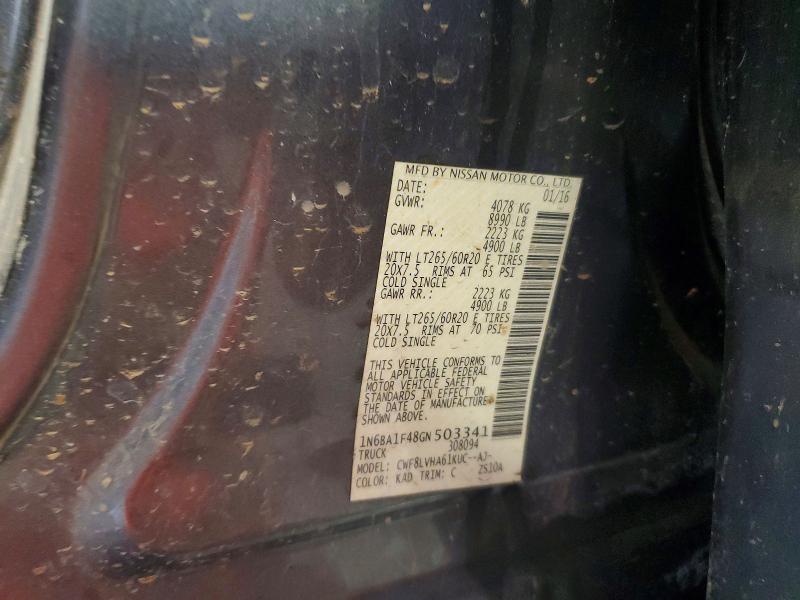 2016 Nissan Titan Xd მანქანა იყიდება აუქციონზე, vin: 1N6BA1F48GN503341, აუქციონის ნომერი: 54764176