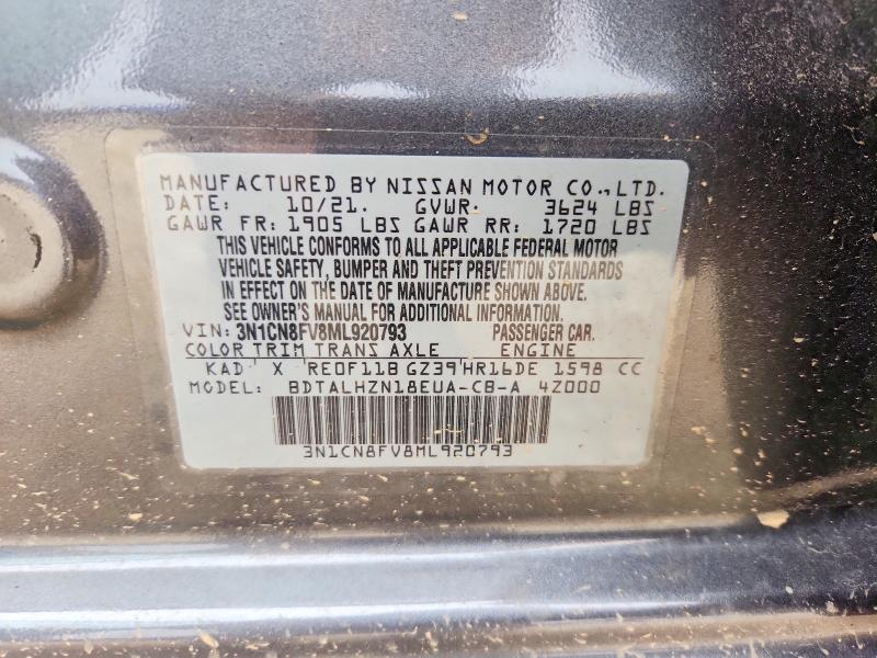 Продаж на аукціоні авто 2021 Nissan Versa, vin: 3N1CN8FV8ML920793, номер лоту: 52539596