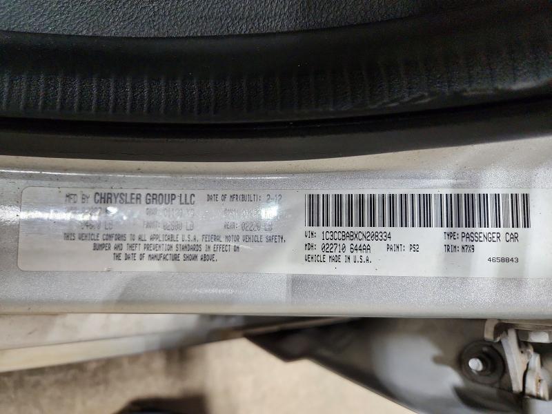 Aukcja sprzedaży 2012 Chrysler 200, vin: 1C3CCBABXCN208334, numer aukcji: 53827636