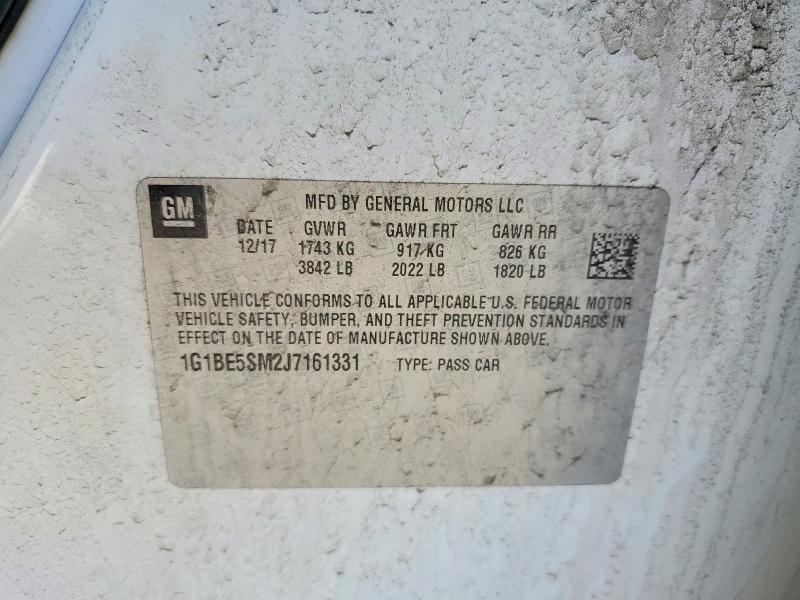 52613316 :رقم المزاد ، 1G1BE5SM2J7161331 vin ، 2018 Chevrolet Cruze مزاد بيع