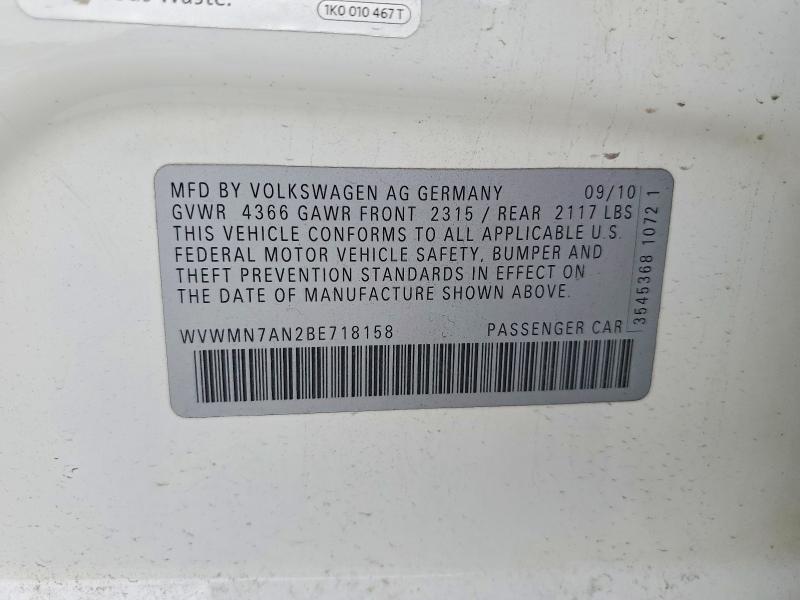 Продажа на аукционе авто 2011 Volkswagen Cc, vin: WVWMN7AN2BE718158, номер лота: 53753156