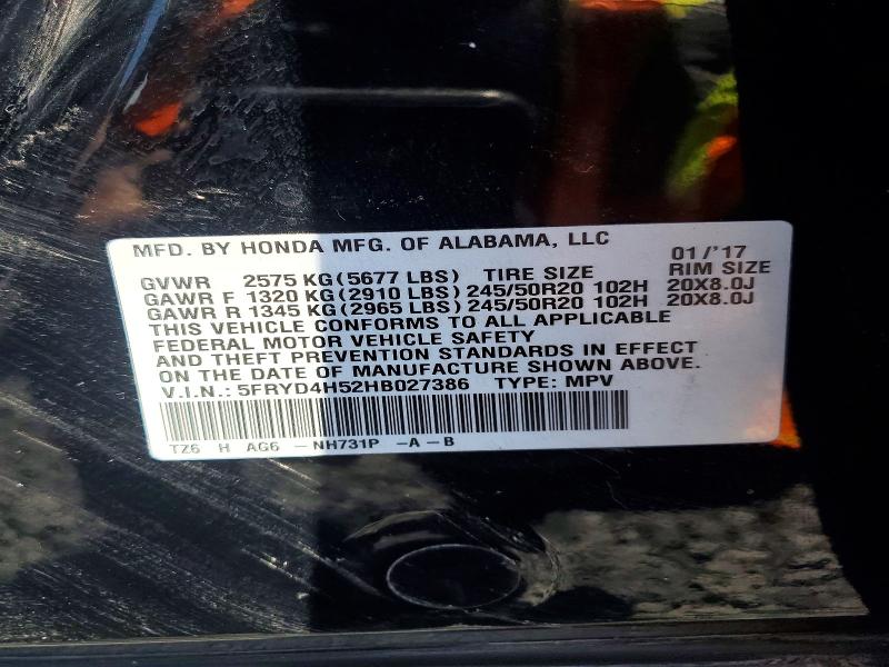 54553206 :رقم المزاد ، 5FRYD4H52HB027386 vin ، 2017 Acura Mdx مزاد بيع