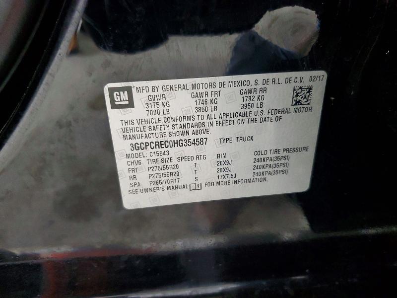 Продажа на аукционе авто 2017 Chevrolet Silverado, vin: 3GCPCREC0HG354587, номер лота: 54188616