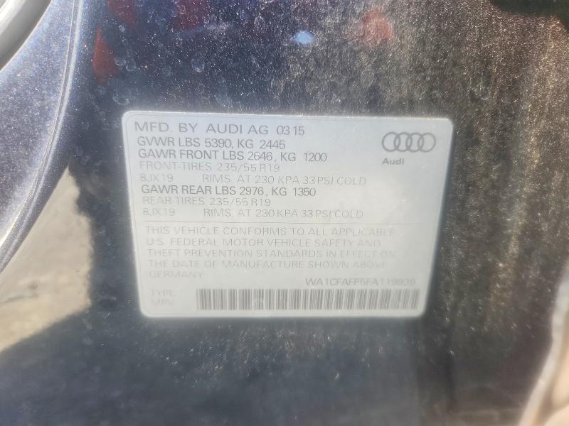 2015 Audi Q5 მანქანა იყიდება აუქციონზე, vin: WA1CFAFP5FA119939, აუქციონის ნომერი: 54135496