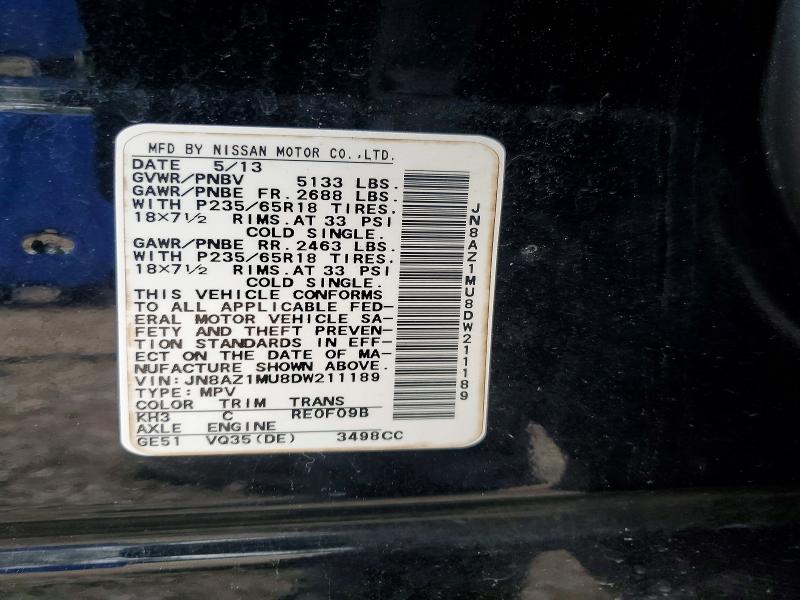 Продажа на аукционе авто 2013 Nissan Murano, vin: JN8AZ1MU8DW211189, номер лота: 53190436