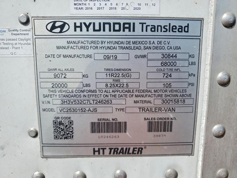 Продажа на аукционе авто 2020 Hyundai Translead Inc Trailers, vin: 3H3V532C7LT246263, номер лота: 52103016