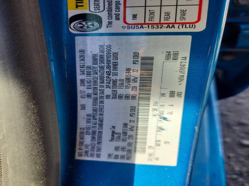 Продажа на аукционе авто 2017 Ford Fiesta, vin: 3FADP4BJ8HM109900, номер лота: 52998896