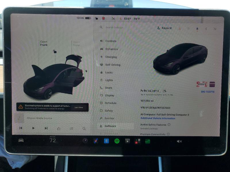2019 Tesla Model 3 მანქანა იყიდება აუქციონზე, vin: 5YJ3E1EA7KF337503, აუქციონის ნომერი: 54263946